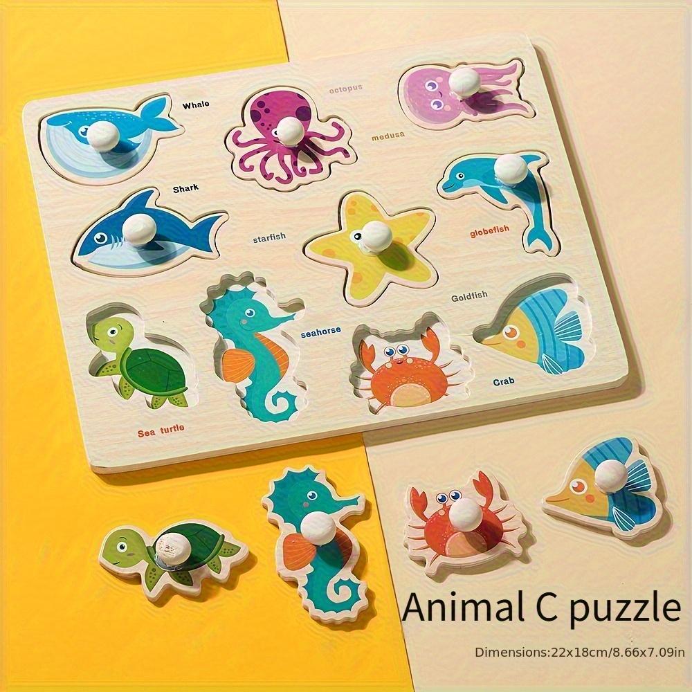 Montessori Früherziehung Geometrie Anfänger Puzzlebrett, handgehaltenes festes Brett Puzzleentwicklung, Puzzlebaustein Formerkennung