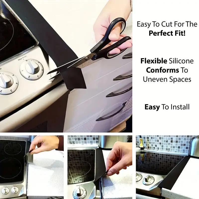1 Stück Silikon Herdspaltabdeckung Küchenarbeitsplatten-Spaltfüller Transparent 21" lang Spaltfüller Abdichtung Verschüttungen zwischen Küche