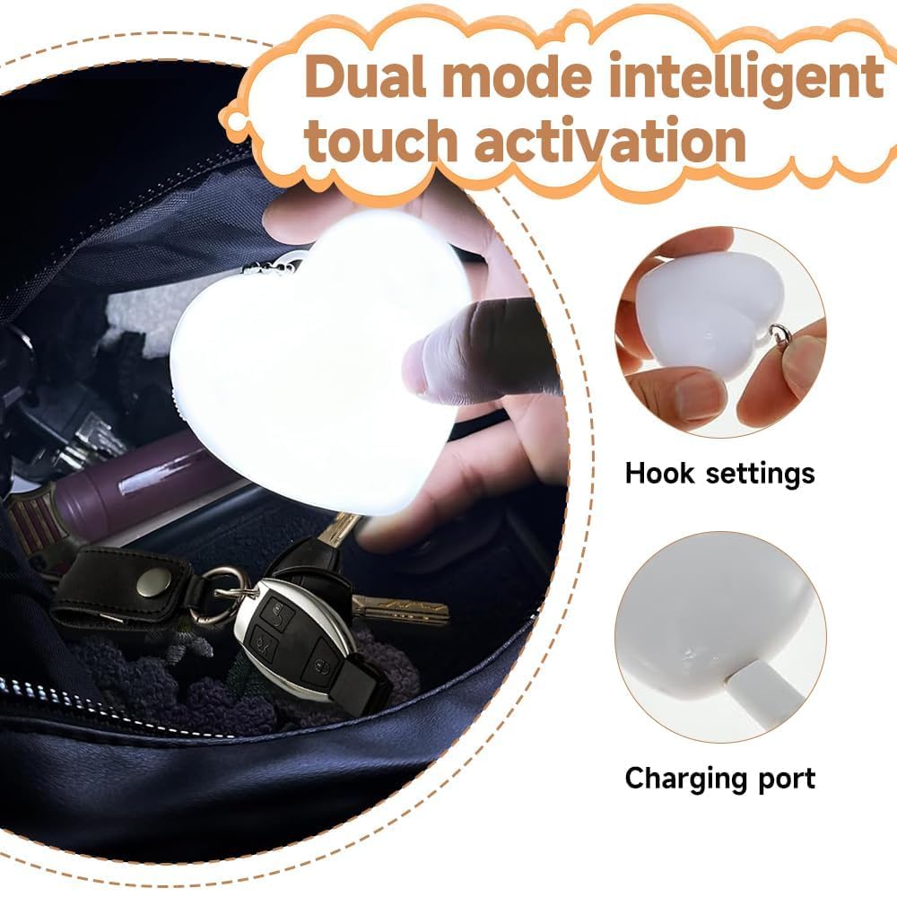 Touch Sensitive LED Charging Lamp Purse Light Handbag with Automatic Sensor Bed Lamp Heart Light Gift Ideas Women Night Lamps