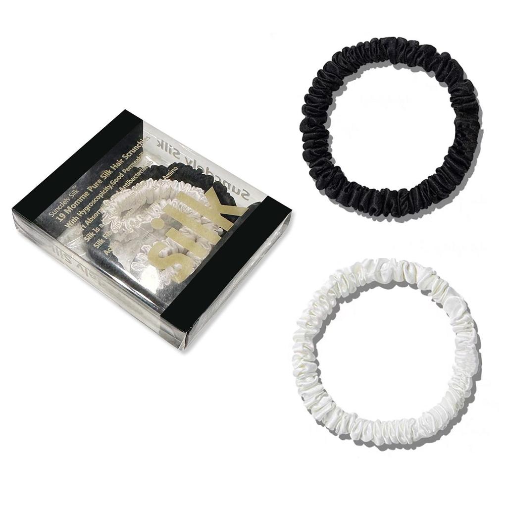 1 Box Haargummis aus 100 % reiner Maulbeerseide, Haargummis aus Seide, Haarbänder, schmale Haargummis, Pferdeschwanzhalter, Haarpflege-Zubehör