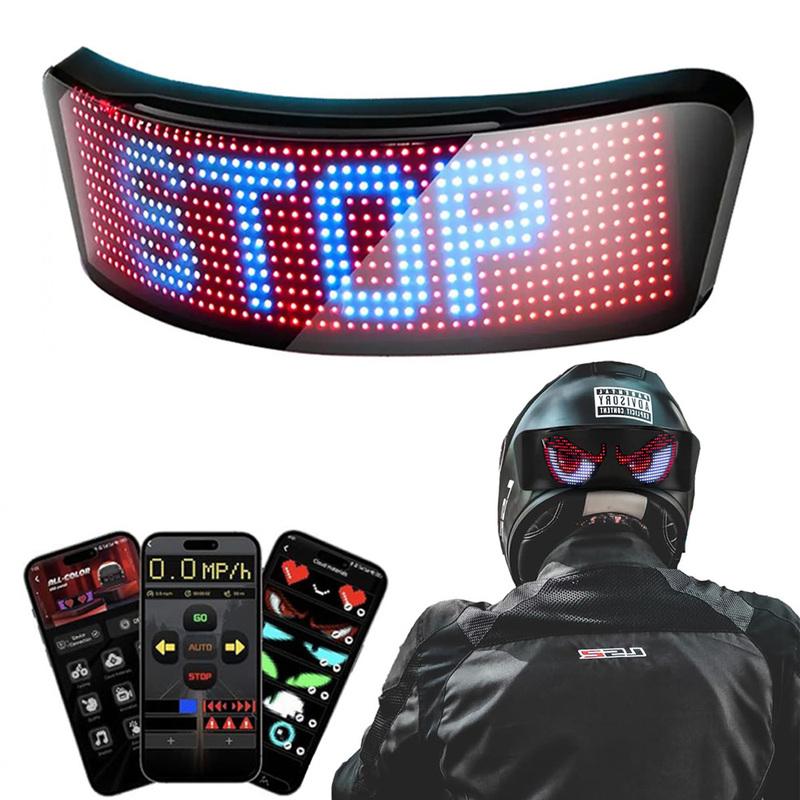LED displej na helmu, Zadní světlo na motocyklovou helmu, Výstražné světlo na helmu, Moto doplňky