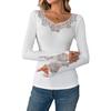 Pure Color Collar and Cuffs Splicing Lace Lace Hot Drilling Long Sleeve T-Shirt Tops for Women Versatile Closet Essential Fashion Items Shirt