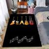 Guitar Pattern Carpet with Musical Notes On Black Background Suitable for Use As an Anti-slip for Living Room Bedroom Sofas