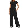 Women's 2 Piece Outfit Short Sleeve T-Shirt Wide Leg Pants Casual Tracksuit 