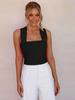 Women's Square Neck Knit Tank Top Sleeveless Fitted Sweater Shirt Summer Casual