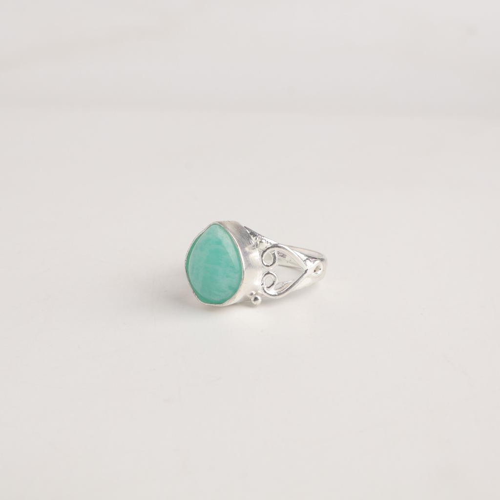 Natural Amazonite Gemstone 925 Sterling Silver Jewelry Ring For Birthday Gift RR-46-26