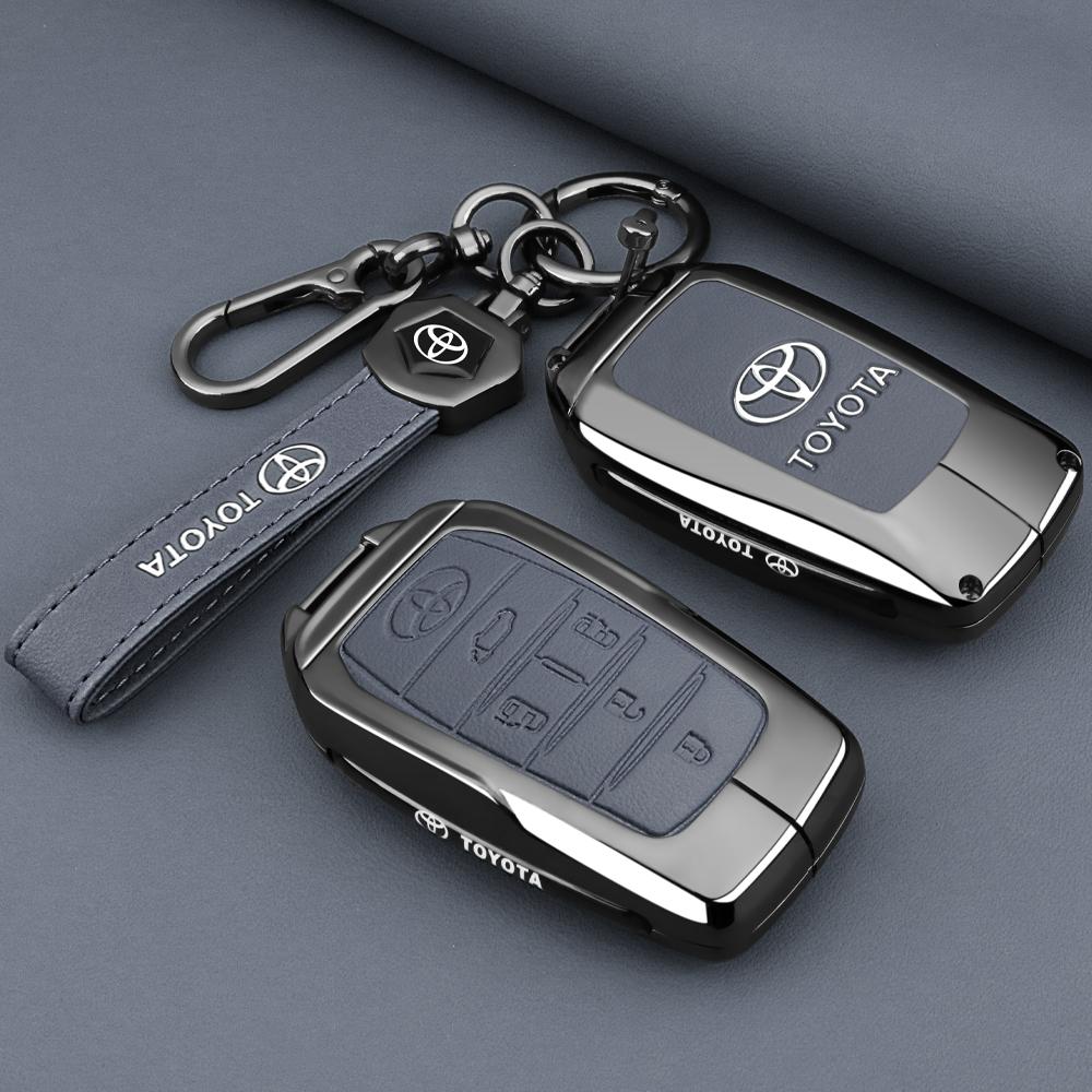 Leather Car Key Fob Case Cover Shell for Toyota Tacoma Fortuner Corolla Venza Grand Highlander RAV4 XSE Prime Land Cruiser Hilux