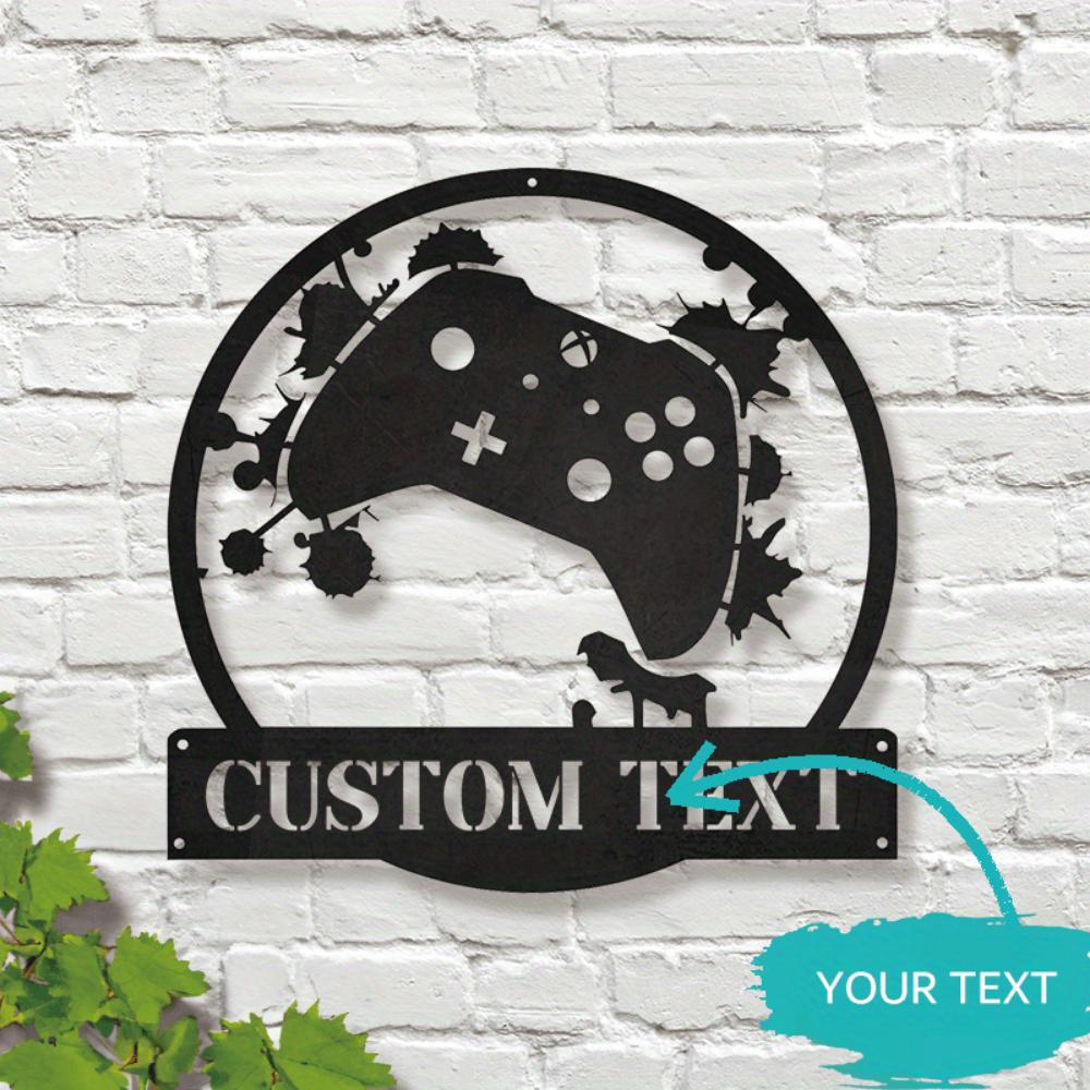 1pc Custom Metal Game Controller Sign Personalized Name Gamer Wall Art Home Decor