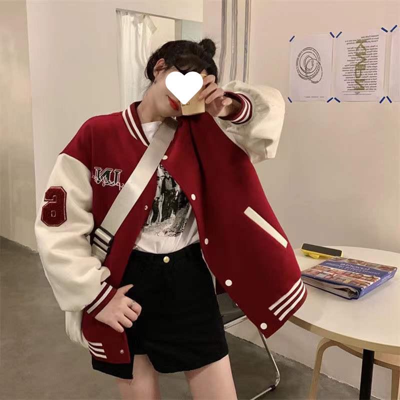 Women's Retro Red European Windproof Embroidery Fleece Jacket, A-Line, Round Neck, Autumn/Winter
