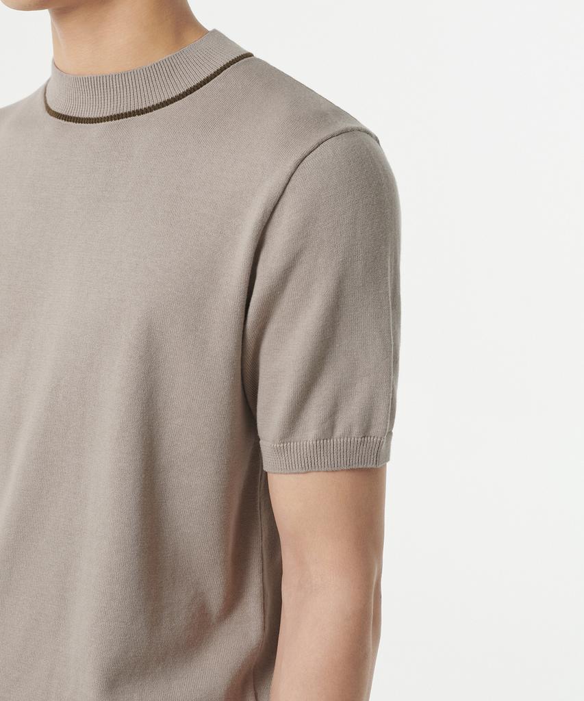 MUSINSA STANDARD Mock Neck Tipping Short Sleeve Knit [Mushroom]