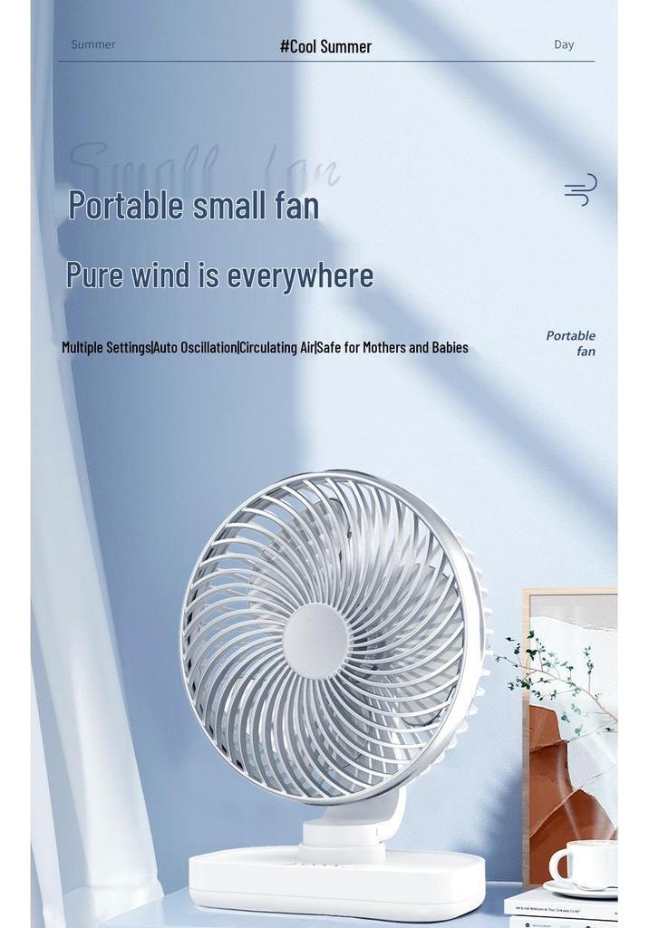USB Rechargeable Desktop Oscillating Mini Fan for Dorm or Office