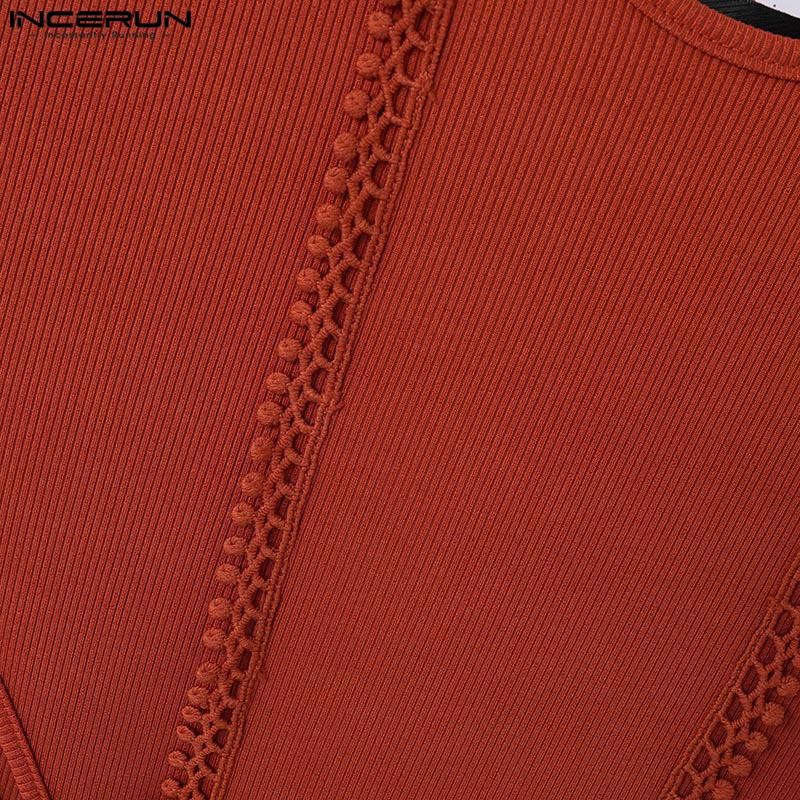 INCERUN Men Deep U Neck Sleeveless Bodysuits Fitted Home Briefs Jumpsuits