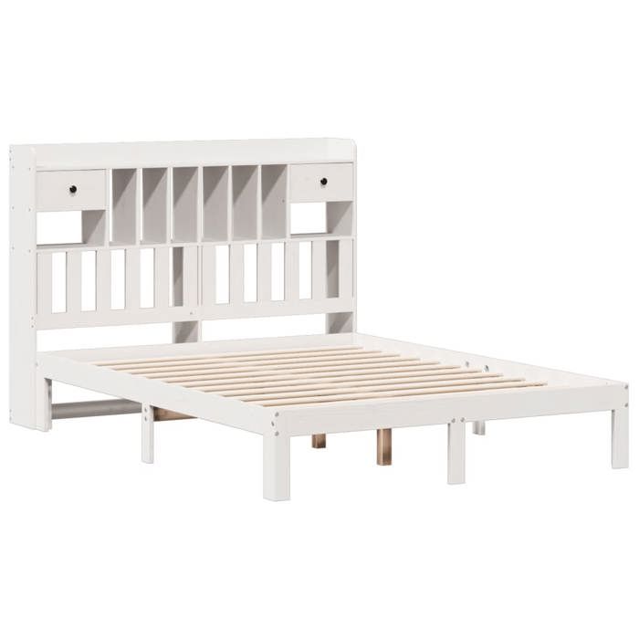 VidaXL Lit bibliothèque sans matelas blanc 150x200 cm bois pin massif 3322604