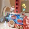 Kids Domino Train Toy Automatic Domino Thrower Sound Light Effect Toddler Building Blocks Projection Educational Gift