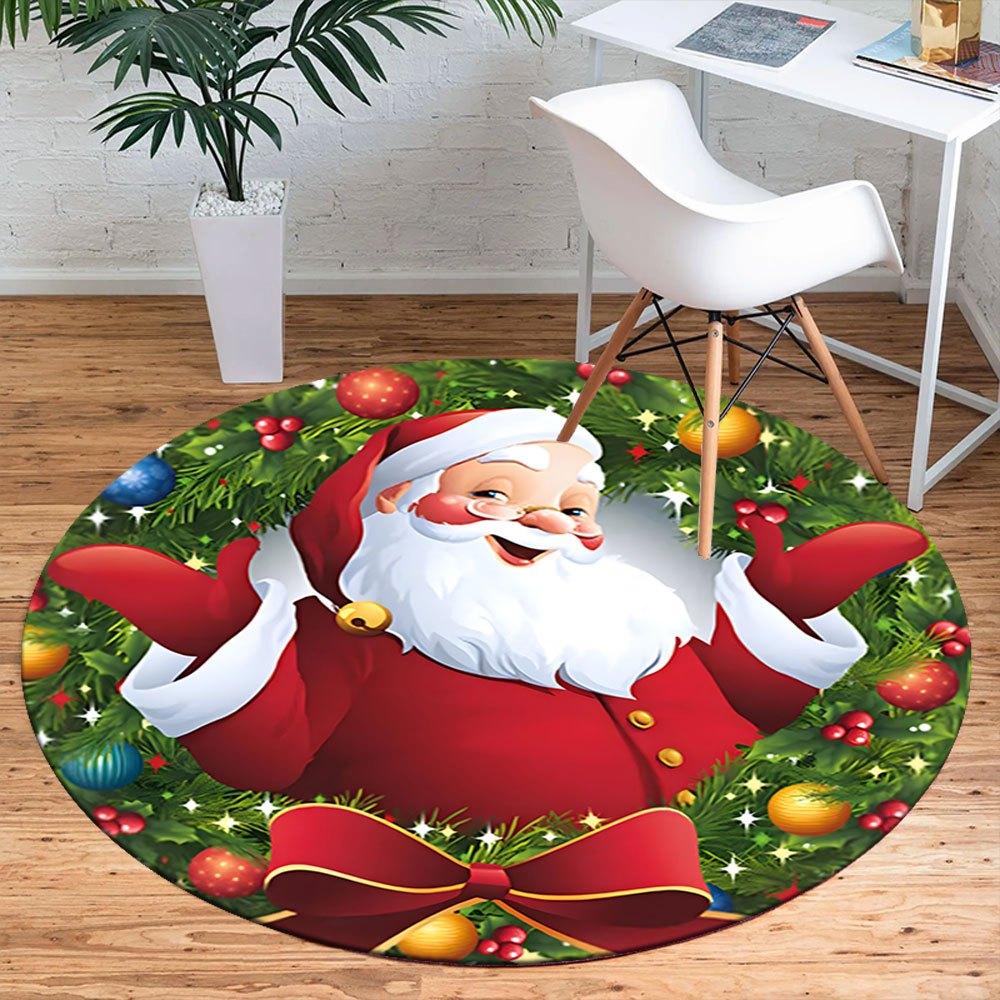 Christmas Santa Claus Round Sticker for Kids Party Decoration SuppliesRound Non-Slip Chair Mat Chair Carpet for Office Rugs for Office Decor Gift For