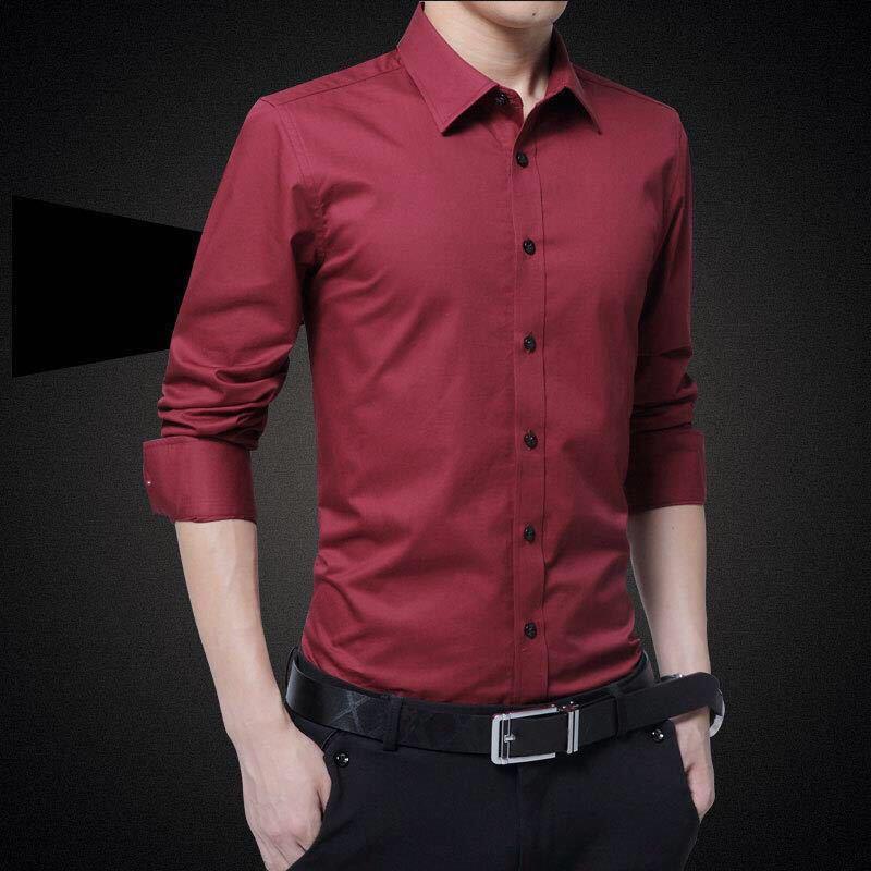 Men's Business Casual White & Black Slim Fit Shirt - Spring/Autumn Fashion, Short & Long Sleeve Options