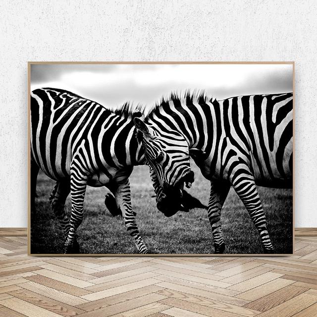 Czarno-biała linia zwierzęta obrazy na płótnie streszczenie Zebra plakaty i druki Cuadros obrazy na ścianę Home Decor bez ramki