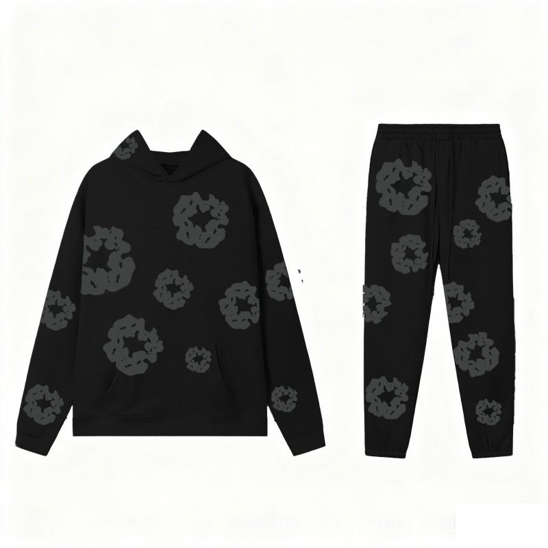 Set Felpa Streetwear Donna Stampa Kapok Vestibilità Larga Manica Lunga Outfit Casual
