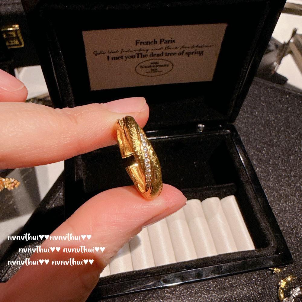 Vintage Italian Mobius Twist Bracelet with Pavé Diamonds and Hand-Brushed Zircon Ring