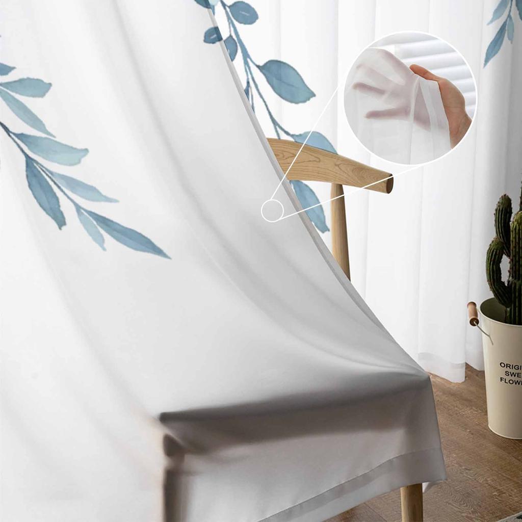 Pastoral Plants Flowers Plants Watercolor Sheer Curtain Living Room Drapes Home Bedroom Voile Curtain Tulle Window Curtain