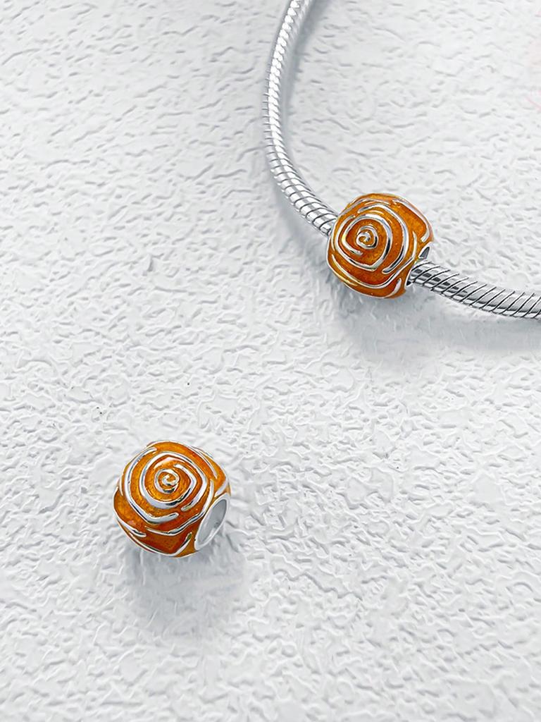 Charms Plata Colored Roses Beads Charm Copper Plated Fit Charms Copperoriginal Bracelet For Jewelry Making Diy Charm