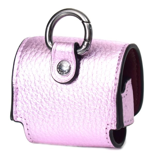 Keychain Pebble Leather Air Pods Pro Case Bag Charm Keychain Metallic Lilac CP197 [Coach] [Item]