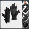 Cycling Gloves Men's Winter Zipper Touch Screen Windproof and Warm Waterproof Cycling Sports Plus Fleece Ski Gloves Adjustable