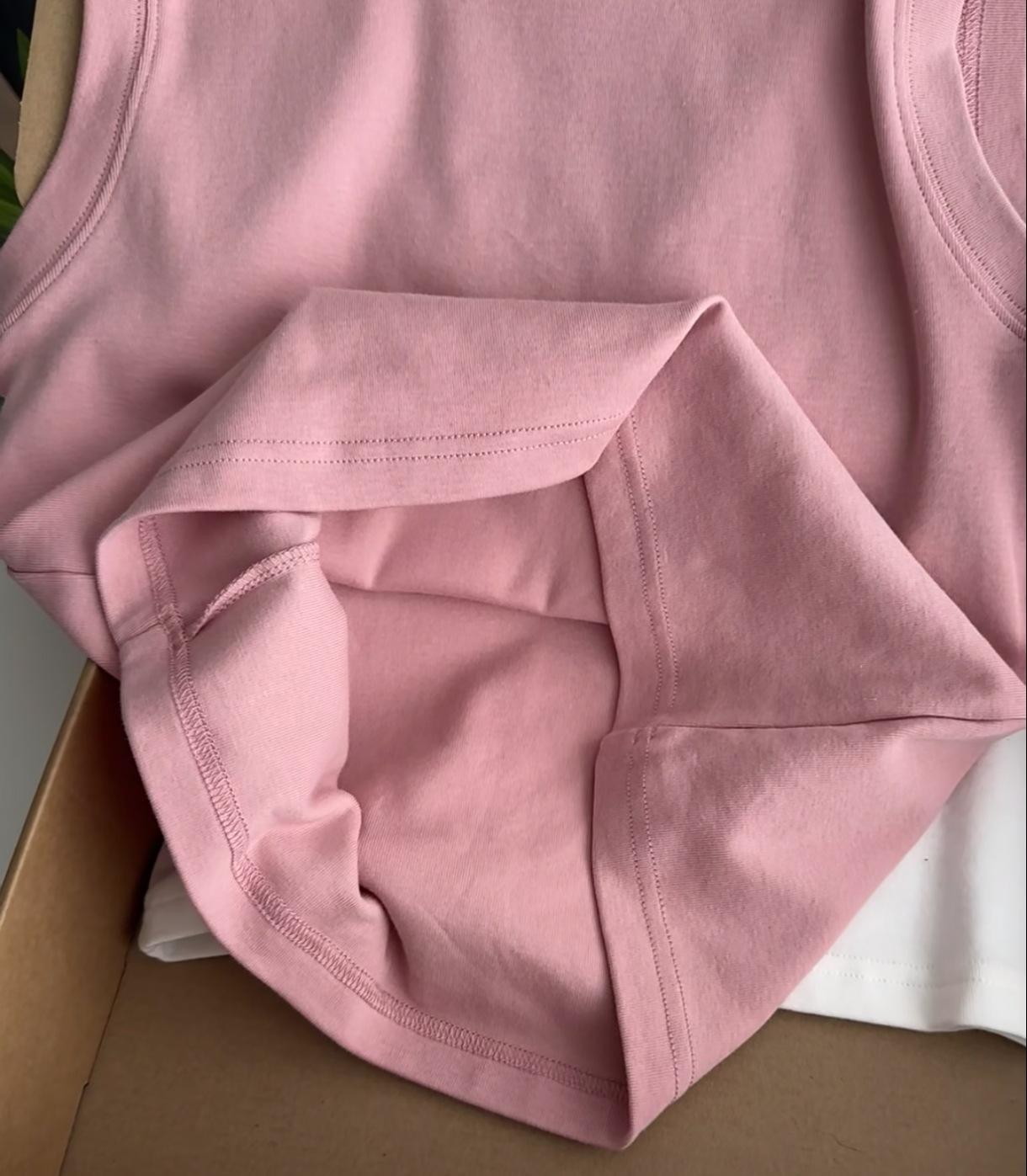

Spring and summer classic versatile elastic slim slim short round neck bottoming shirt women s sleeveless t-shirt vest top Xl: length 53cm, bust 86cm (stretchable) рожевий