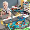 Elektrische Schienenfahrzeug Gebäude Parkplatz Abenteuer Dinosaurier Kurvige Straße Rennbahnfahrzeug Spielzeug Kinder Gehirn Mechanisches Spielzeug Geschenke