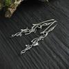 1 Pair Silver Color Botanical Jewelry Plant Leaf Irregular Design Retro Earring New Trendy Fashion Earrings Accessories Gifts