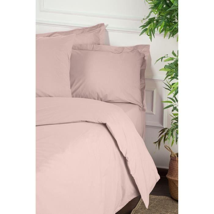 Parure de lit - 1 housse de couette 220 x 240 cm + 2 taies d'oreiller 60 x 60 cm - 100% coton renforcé - Marron
