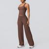 High-Waisted Yoga Set: Hip-Lifting Wide-Leg Pants & Sports Back Crop Top
