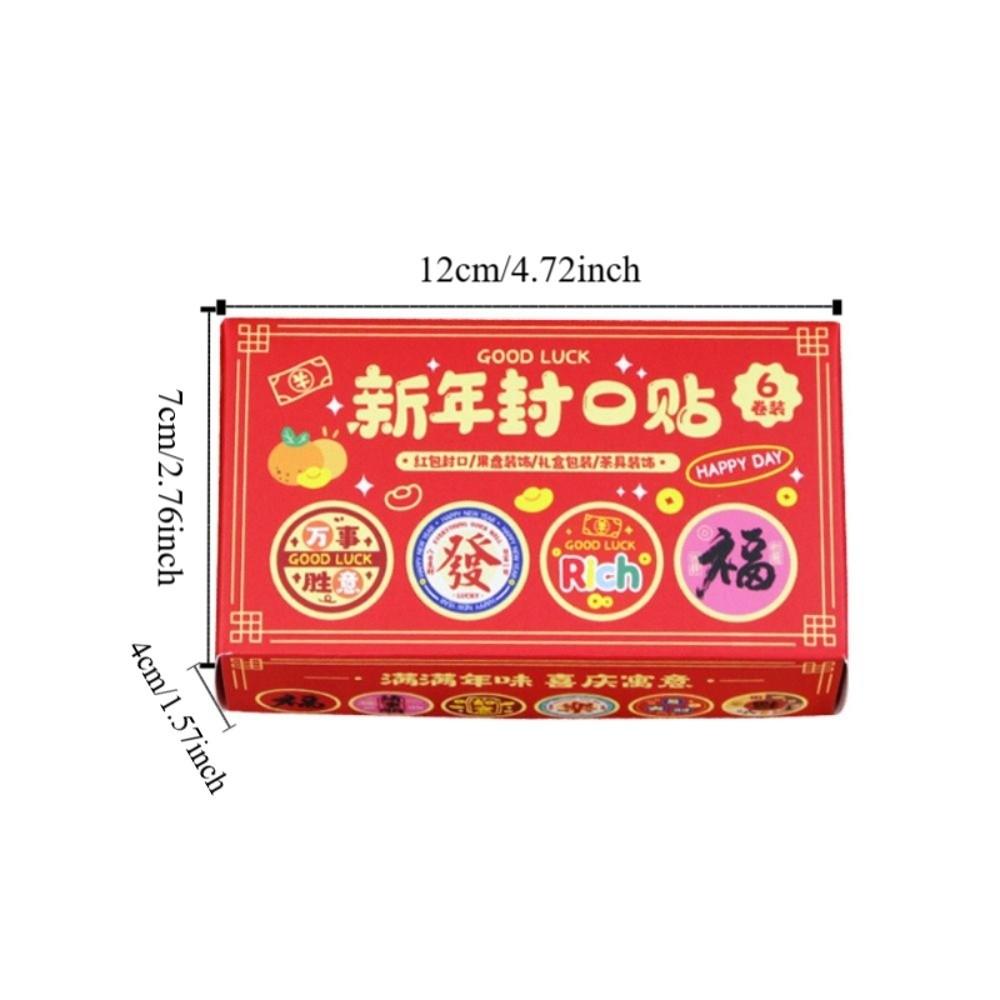 6Rolls Removable Chinese New Year Stickers Cute Colorful Patterns Lunar New Year Stickers Festive Design DIY