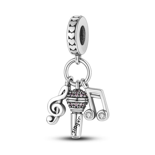 

925 Sterling Silver Charms Beads Earphone Cup Sister Dangle Fit Necklace Bracelet Gift Women Party Diy
