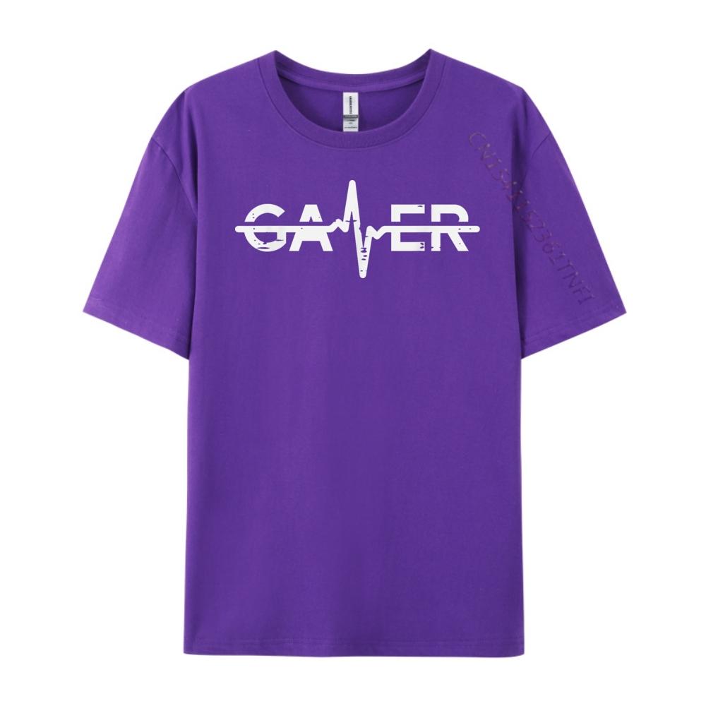 Gamer Heartbeat Funny Video Gaming Men Boys Kids Teens Youth Cream T Shirt Camisetas Harajuku Tshirt