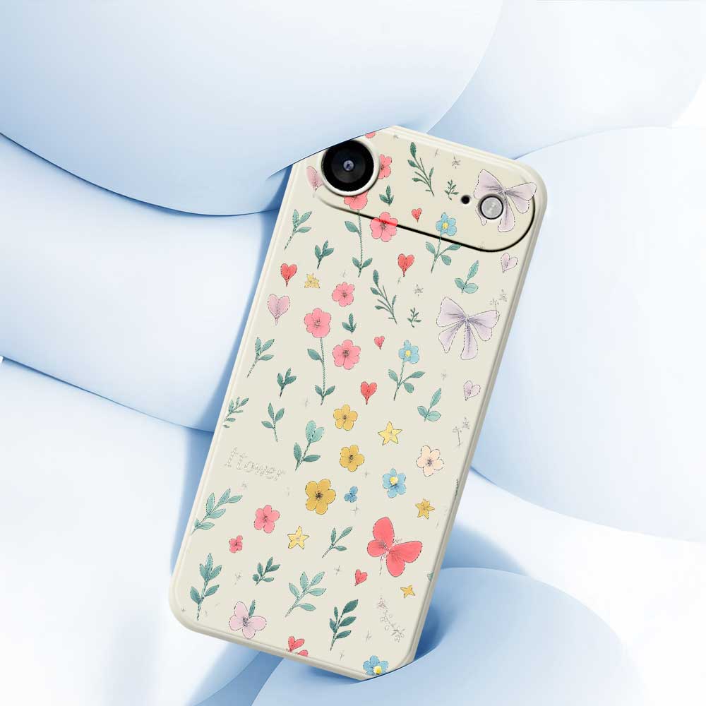 For iPhone 17 Air Case Floral Bow Pattern Printing Straight Edge TPU Phone Back Cover