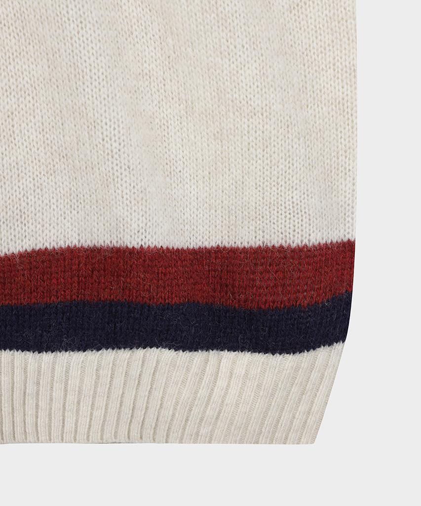 BROOKS BROTHERS Tennis V-Neck Sweater (Ivory) (Bbwnmf4521Bef)