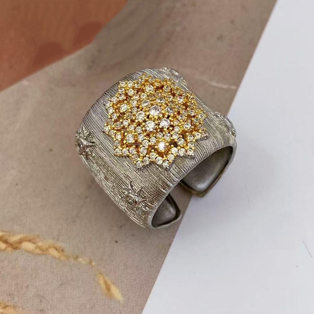 

Brushed Copper Women Bracelets Rings Gold-Plated Craft Jewelry Zirconia Ring Chunky Zirconia Bangles Festival
