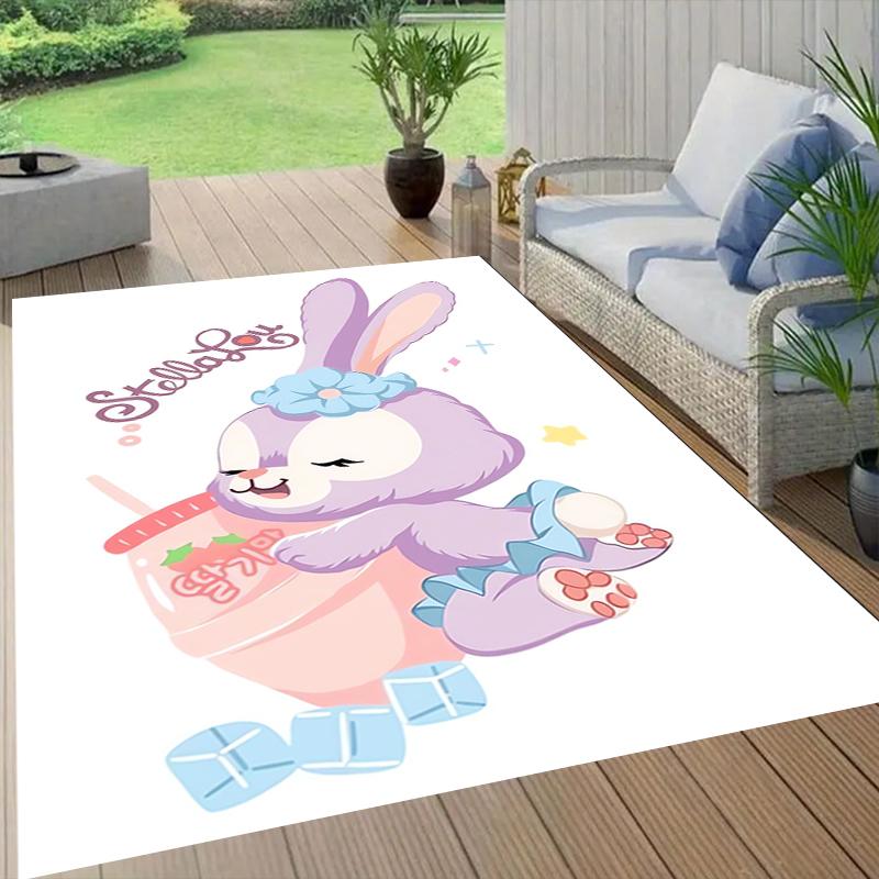 Bunny Party Style Crystal Velvet Rug, Soft Anti‑Slip Crystal Velvet Carpet for Living Room Bedroom Home Decor