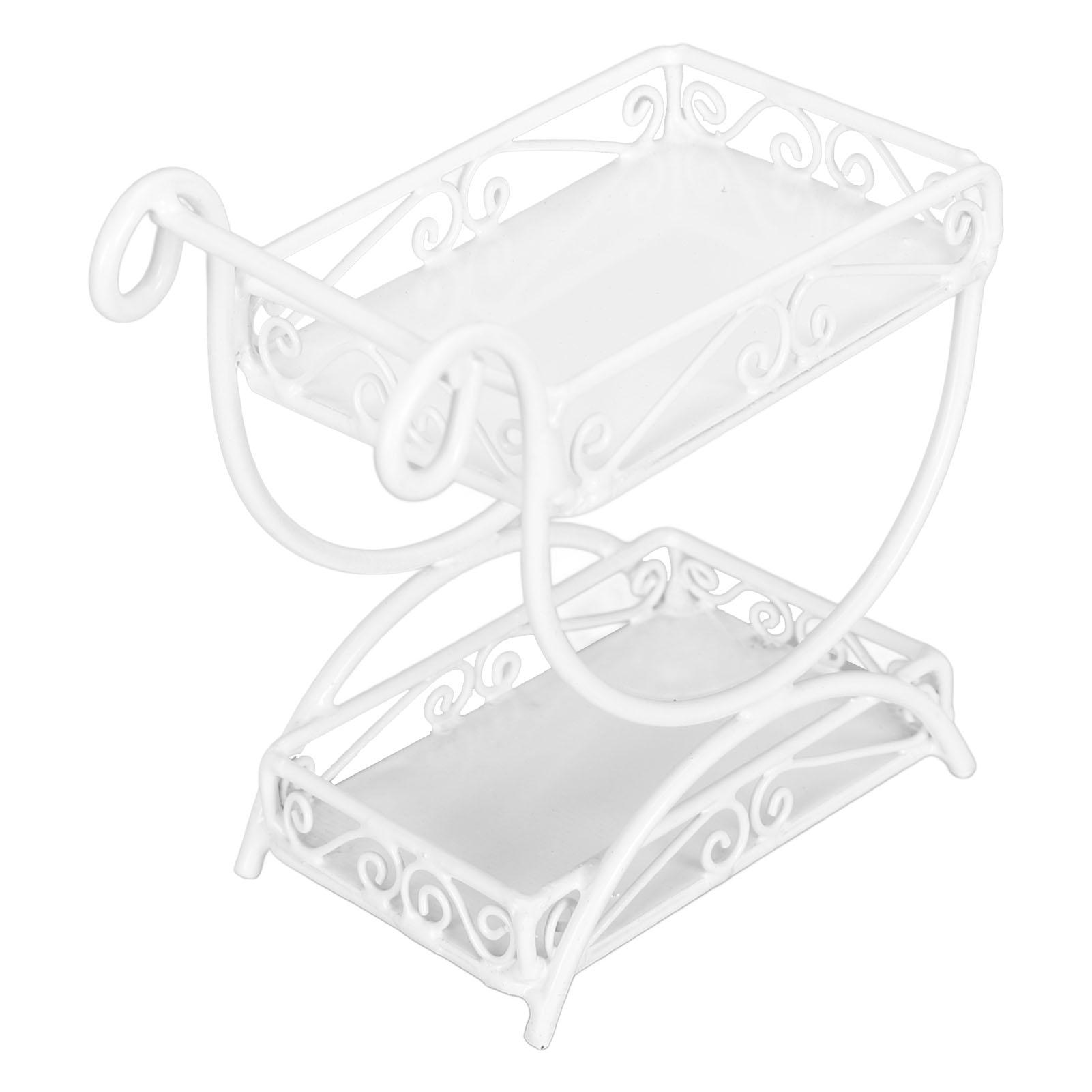 

1: 12 Miniature Garden Cart Exquisite Details Metal Flower Cart Ornaments Accessory