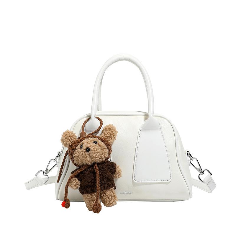 New Handbag Women s Crossbody Bag Women s Texture Handbag Single Shoulder Bag Boston Bag Minimalist Women s Bag with pendant