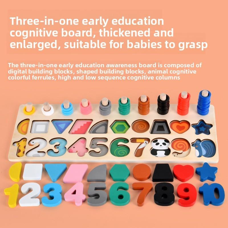 Circle Wooden Rainbow Number Board Toy For Toddler Shape Play Recognition