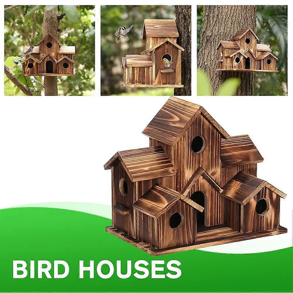 Wooden Outdoor Parrot Hummingbird Birdhouse Garden Cottage Solid Hanging Feeder Wooden Ornament