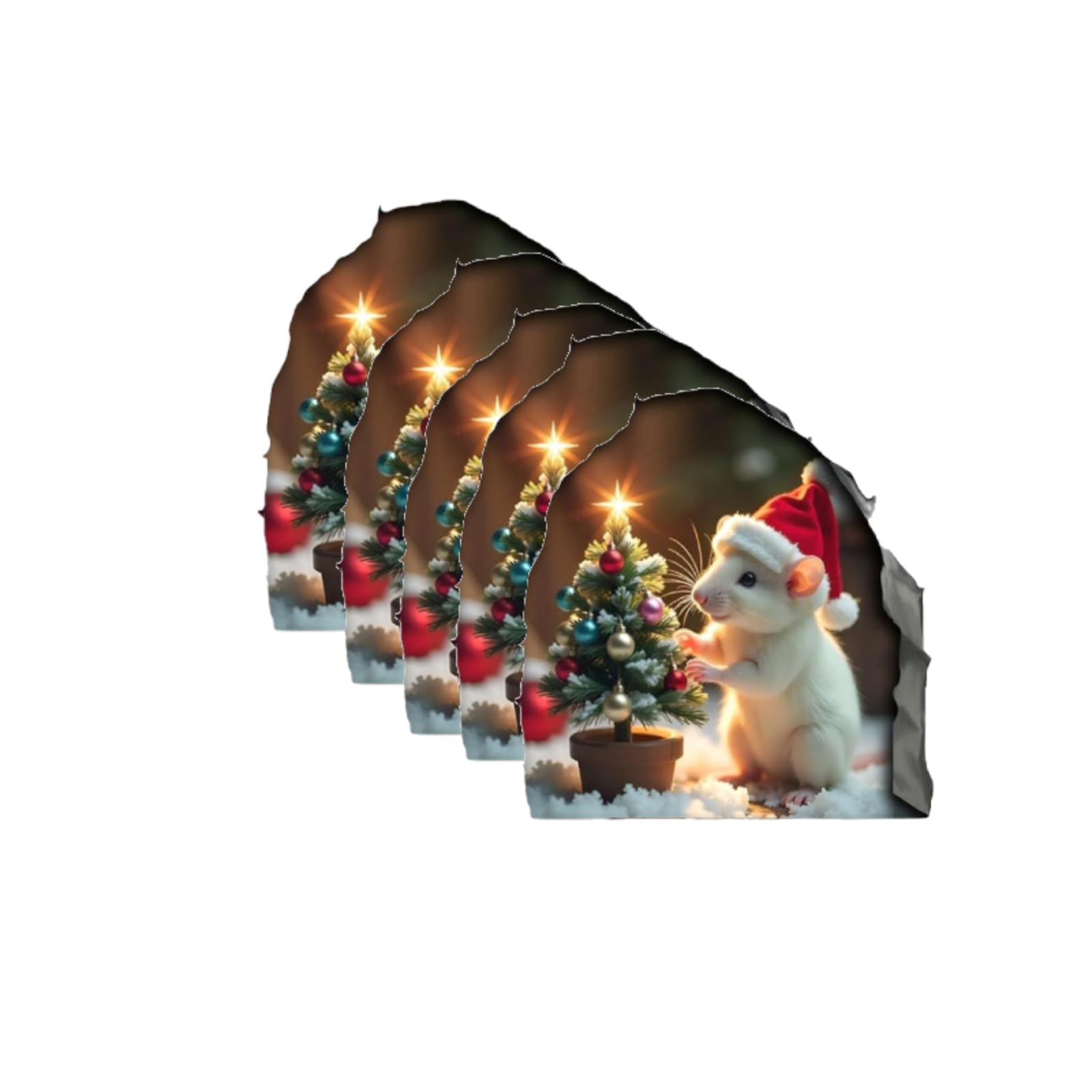 Christmas Mice In Mouse Holes, Cracked Wall Stickers, 3D Effect Children s Wall Stickers(5pcs) One Size белый