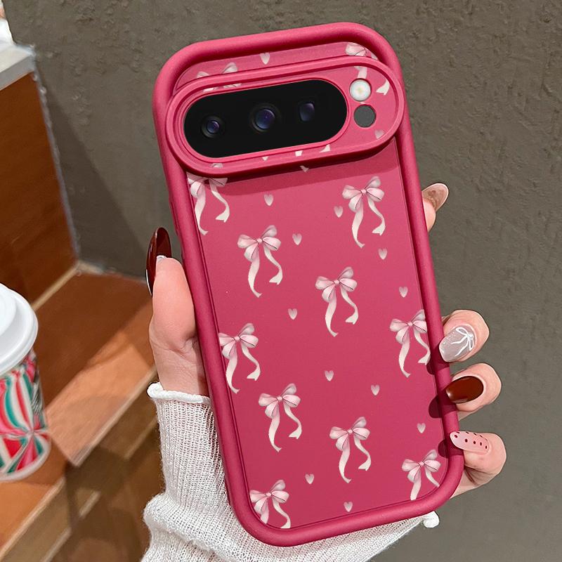 

Для Google Pixel 9 Pro Xl 8 Pro 8a ударопрочный красочный узор с бантом силиконовый мягкий карамельный цвет матовый противоударный чехол Google Pixel 8A вино красного