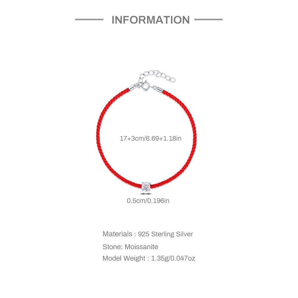 S925 Sterling Silver Single Mozzarella Diamond Red Rope Women'S Bracelet With The Same Good Luck Bracelet Bracelet Jewelry