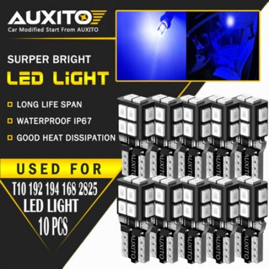 AUXITO T10 LED License Plate Light Bulb 8000K Super Bright BLUE 168 2825 194 10X