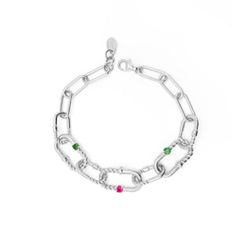 Ozel Silver925 Ellipse CZ Chain Bracelet PS019B