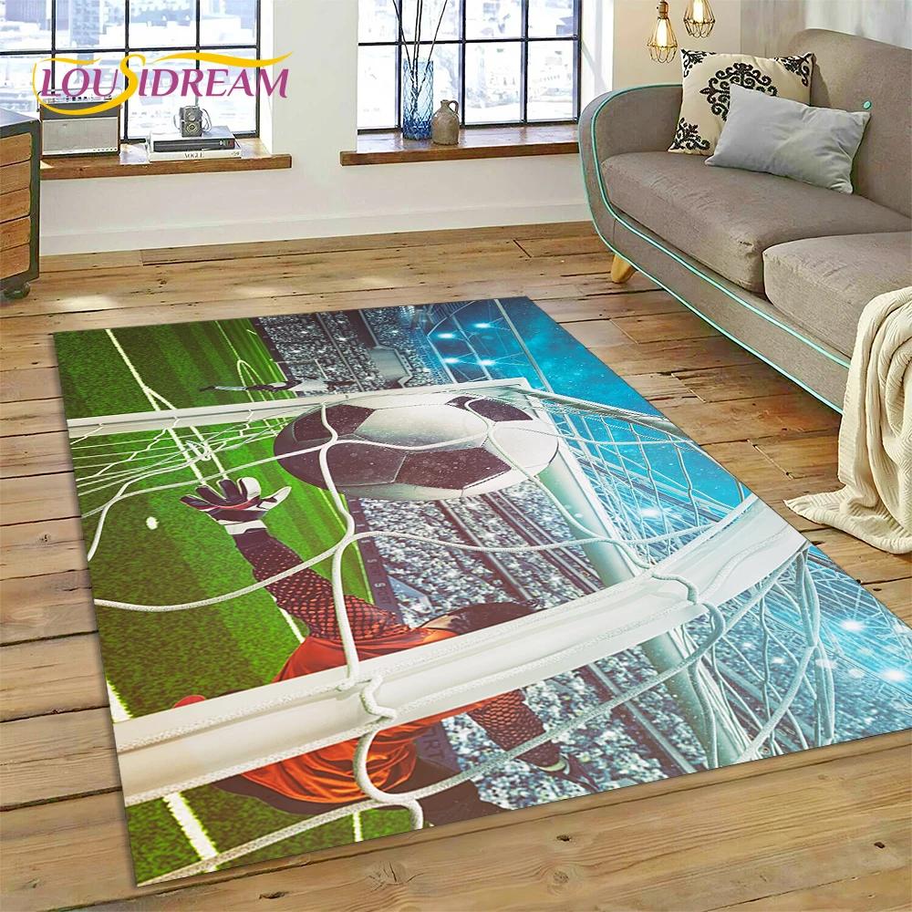 

3D футбольне футбольне поле Килимок для спальні Вітальня Домашній диван Прикраса, Діти грають у гру Великий декор Килимок Подарунок 100x150cm