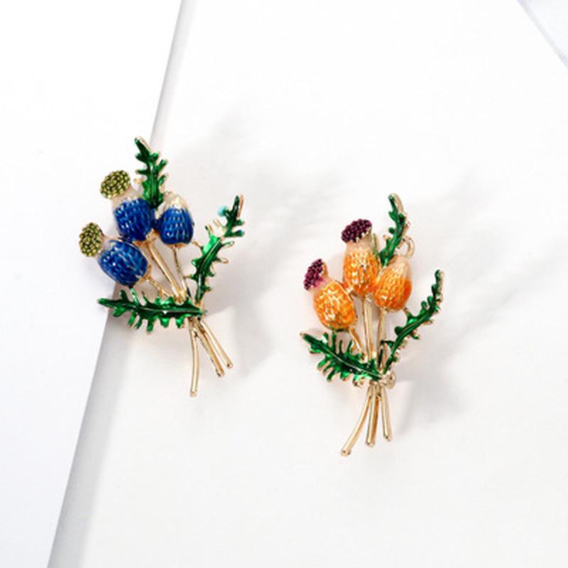 Blucome Bouquet Enamel Brooch Flower Pins Alloy For Women Men Wedding Party Holiday Corsage Collar Hat Accessories Bijoux Present
